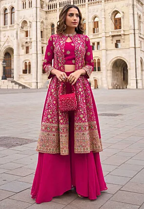 Embroidered georgette fabric with elegant embroidery design